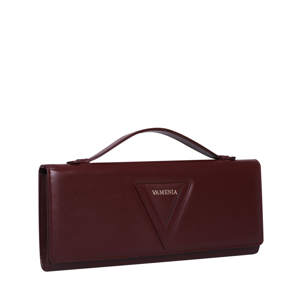 Lange Clutch aus Kalbsleder in bordeaux